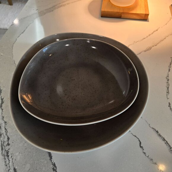 Schonwald Germany Speckled Gray Organic Shape Ceramic Dinnerware Artisanal Finis - Picture 10 of 10